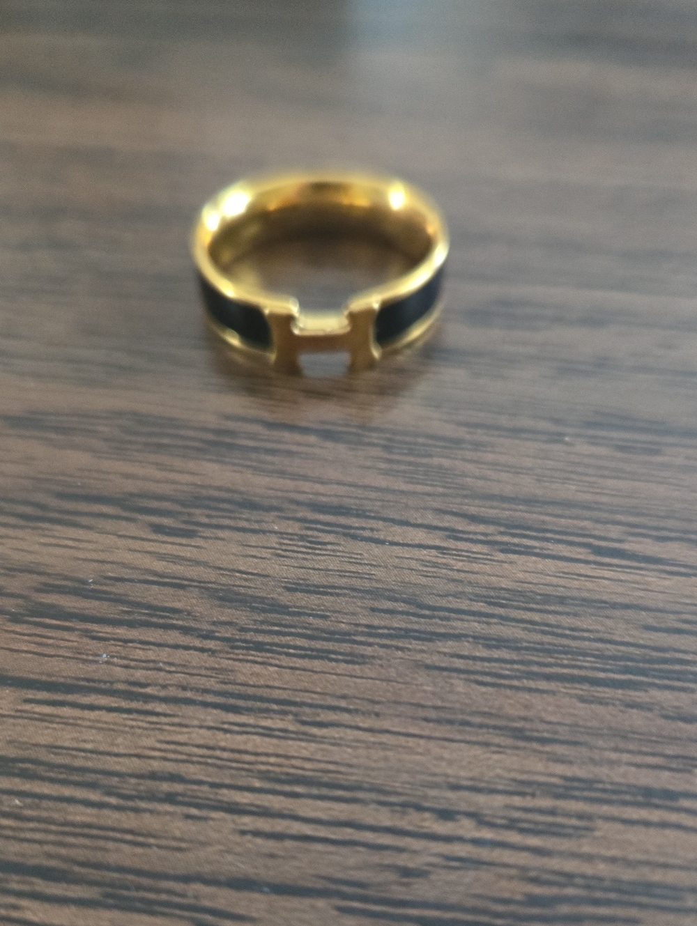 Gold and Black Unisex H Ring Band